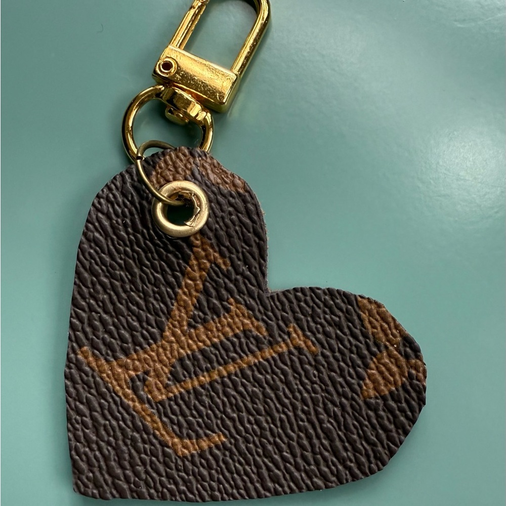 Handmade Upcylced Heart-Shaped Brown Keychain